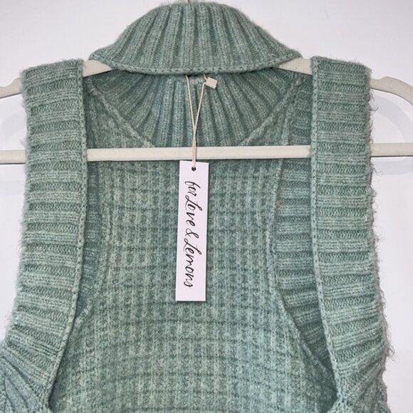 For Love & Lemons Mint Dominique Cropped Backless Sweater Tank Size XL - Picture 11 of 15